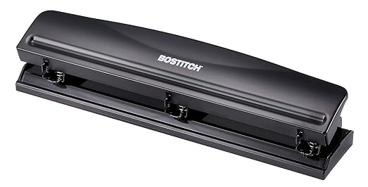Bostitch Office 3 Hole Punch, Durable Metal, Rubber Base, 12 Sheets by BostitchOfficeProducts