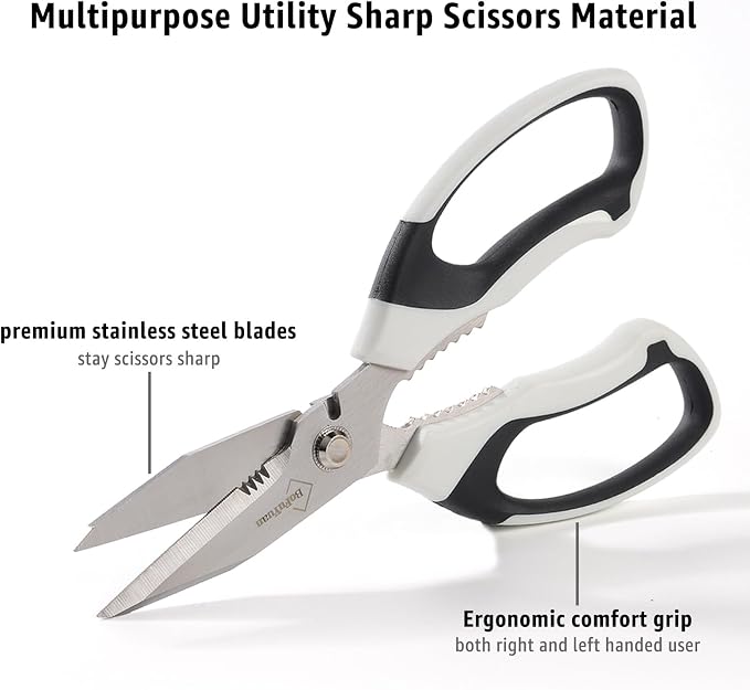 BoFuYuan 8-Inch Utility Scissors All Purpose Heavy Duty, Serrated Blade - Image 2