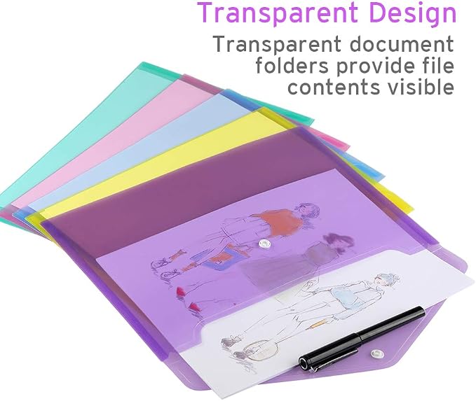 Sooez 20 Pack Folders Plastic Envelopes, Letter A4 Size Poly File Envelopes - Image 5
