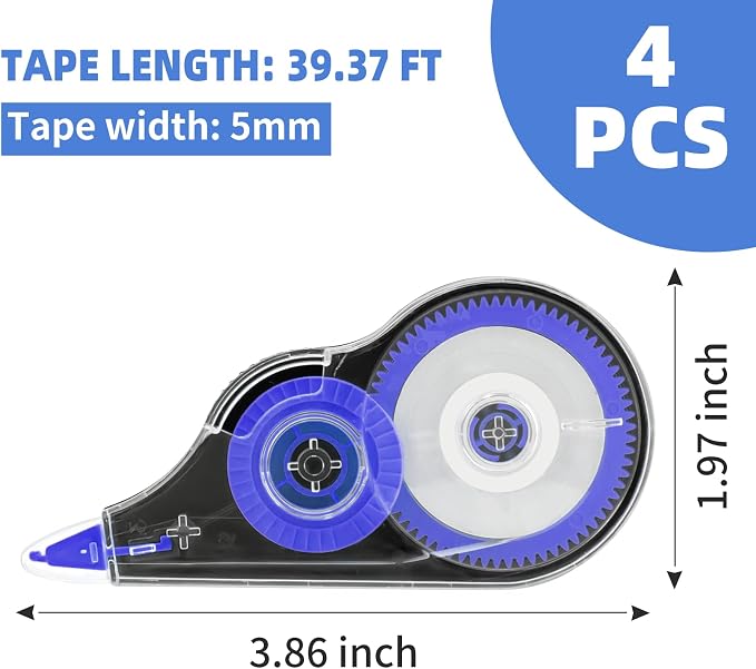 4 Pcs Colorful Correction Tape, Smooth White Wrong Out Tear-Resistant Bulk - Image 2