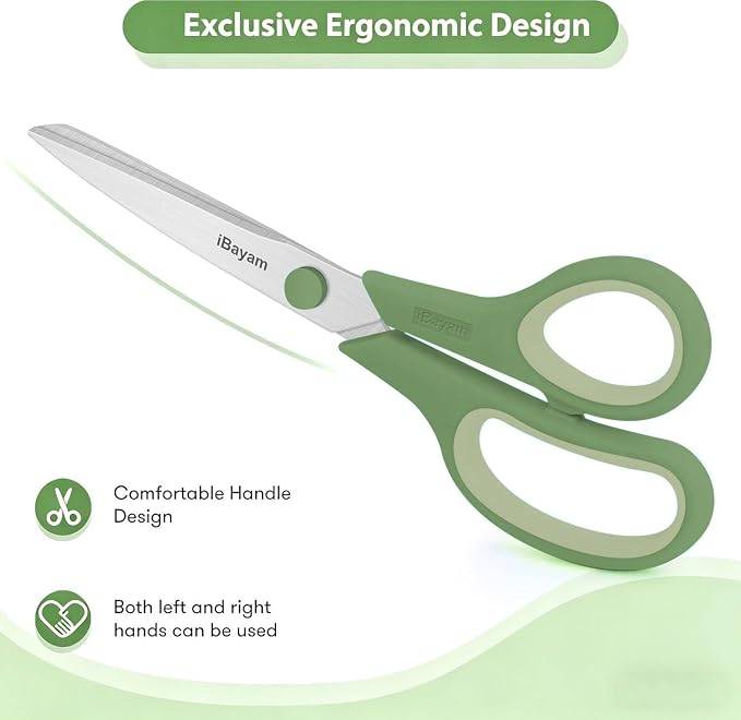 iBayam 8.5" Pastel Scissors All Purpose Heavy Duty 3Pack, 2.5mm Sharp Blade | - Image 4