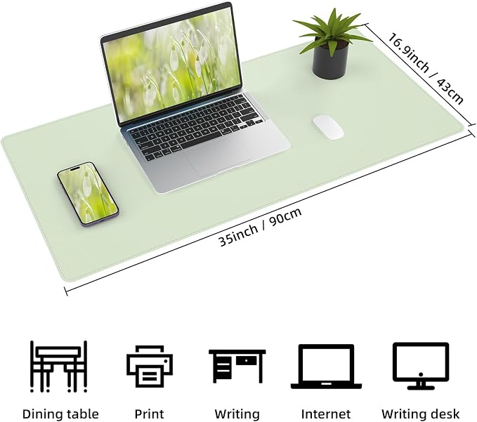 AFIING Cork Desk Mat 35.4" x 17", Dual-Sided Natural Cork & PU Leather Desk Pad - Image 2