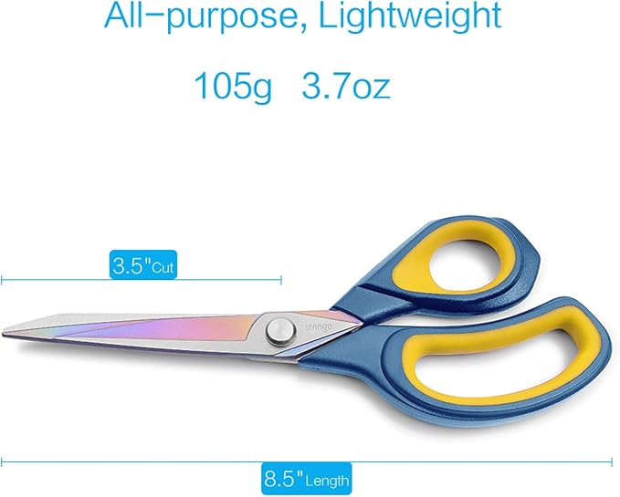 LIVINGO 8.5” Premium Fabric Scissors, Heavy Duty All-Purpose Titanium Coating - Image 2