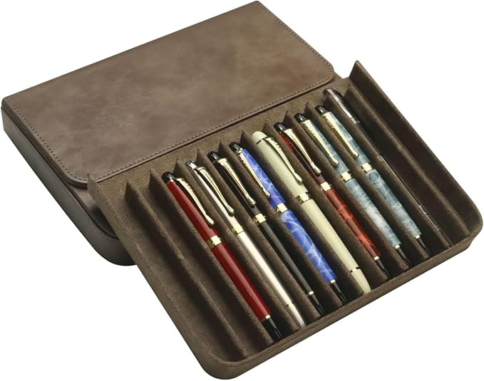 PU Leather 12 Fountain Pen/Pencil Tray Case Organizer, Fashion Design, Magnetic - Image 7