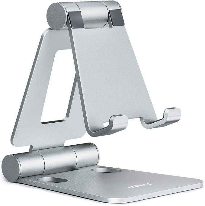 Nulaxy Dual Folding Cell Phone Stand, Fully Adjustable Foldable Desktop Phone by Nulaxy