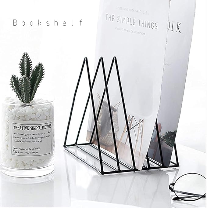 QPEY Triangle File Holder, 5 Slot Metal Vinyl Record Stand Holder Magazine - Image 4