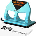 AFMAT 3 Hole Punch Heavy Duty, 50-Sheet Three Hole Punch, 50% Reduced Effort by AFMAT