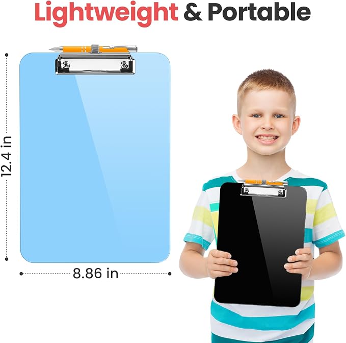 Sooez Plastic Clipboard with Pen Holder, Clip Boards 8.5x11 with Low Profile - Image 2