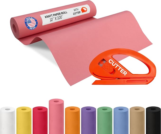 Pink Kraft Paper Roll 12" x 1200" by IDLPackaging