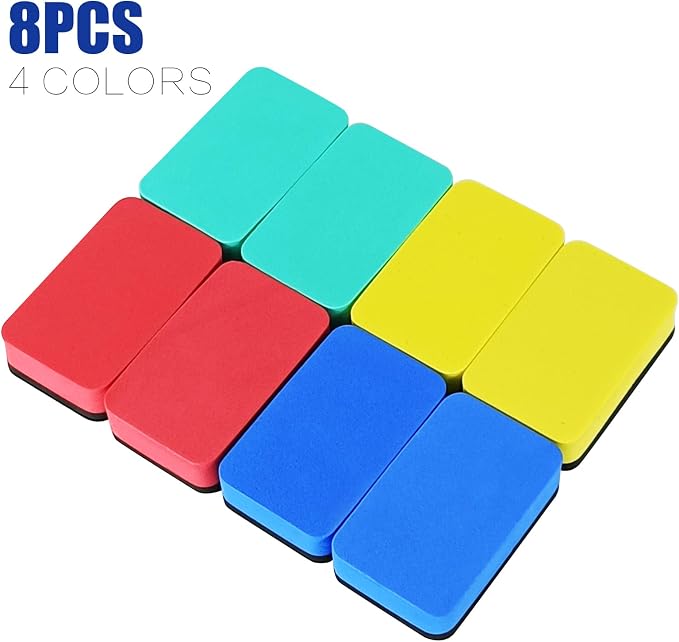 Dry Erase Eraser, 8 Pack Magnetic Whiteboard Erasers, Rectangle Dry Erase Board - Image 2