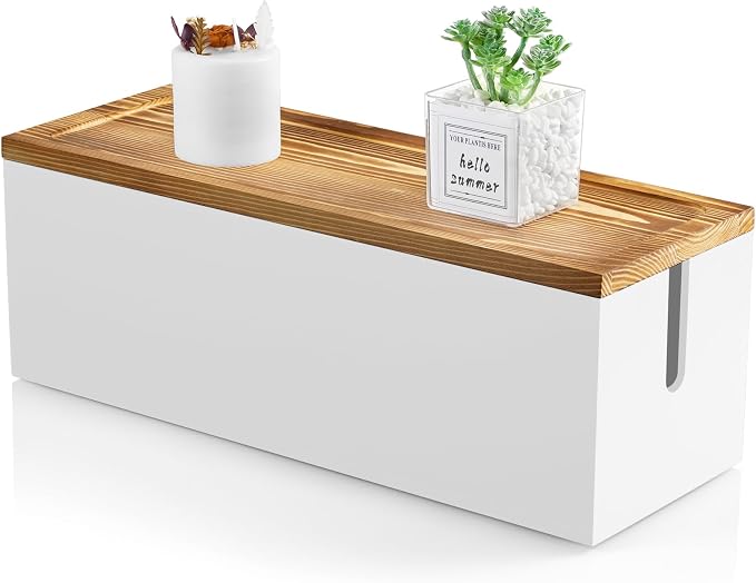 Bivvclaz Large Cable Management Box, Wooden Cord Organizer Box by Bivvclaz