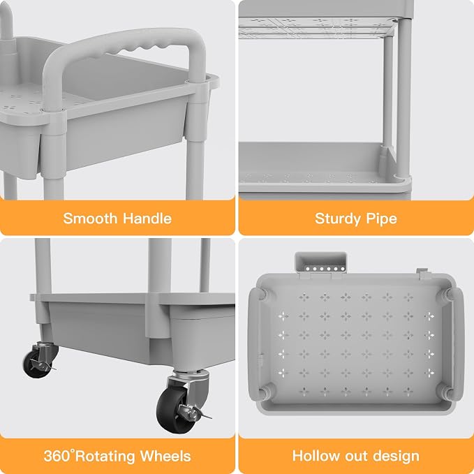 3 Tier Rolling Utility Cart - Image 2