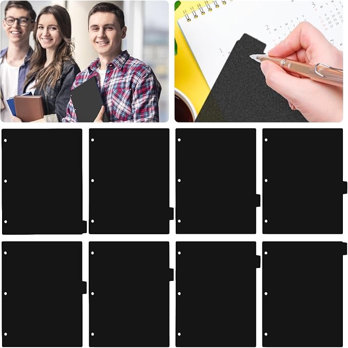 Black Binder Dividers, 8-Tab Sturdy Plastic Dividers, Binder Dividers - Image 3