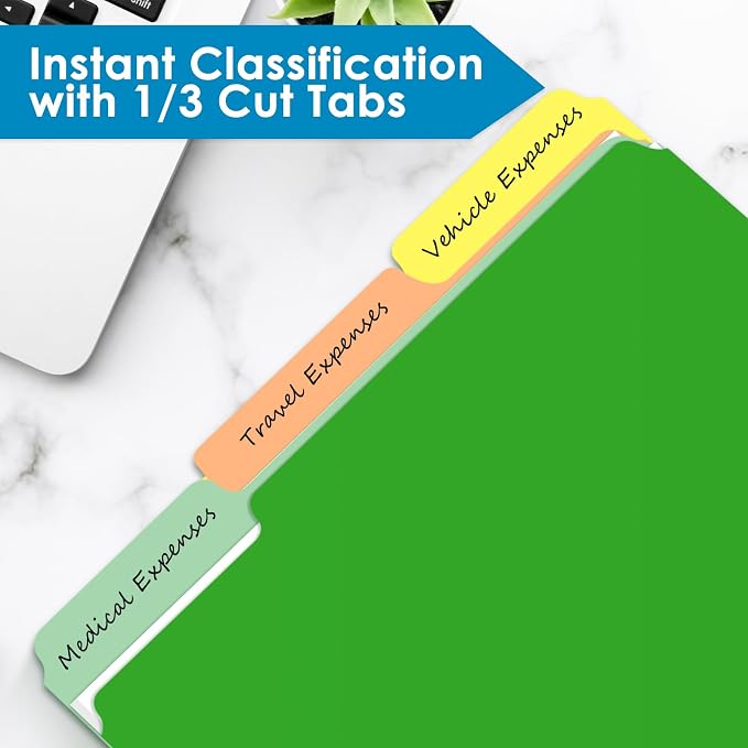 Two Tone Color File Folders 8.5 x 11 Inch, 1/3 Cut Tab File Folders Letter Size - Image 4