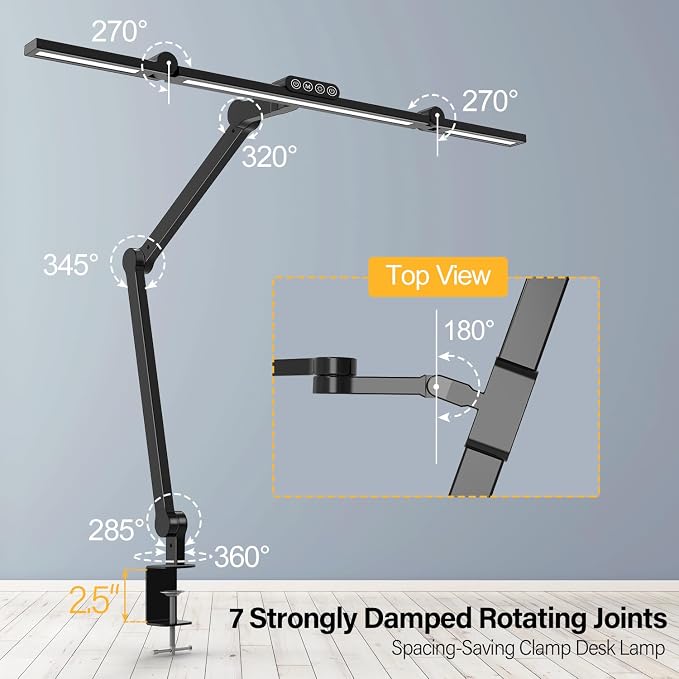 Micomlan Desk Lamp with Clamp, Architect Led Desk Lamp - Image 3