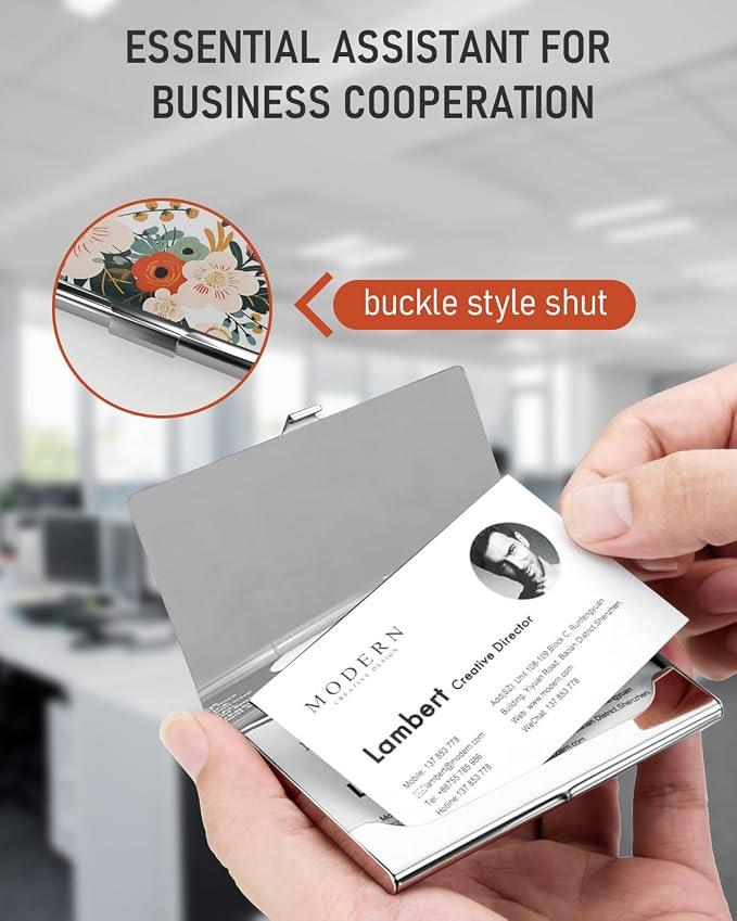 Business Card Metal Slim Organizer, Professional Stainless Steel Square Pocket - Image 5