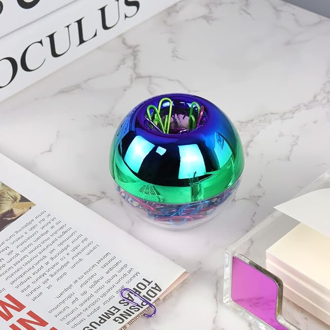 Rainbow Paper Clips Holder Medium Holographic Paper Clip Dispensers 100pcs 28mm - Image 5