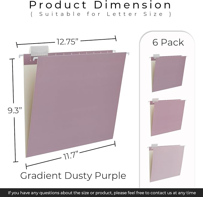 Y YOMA 6 Pack Gradient Hanging File Folders Letter Size Decorative Hanging - Image 5