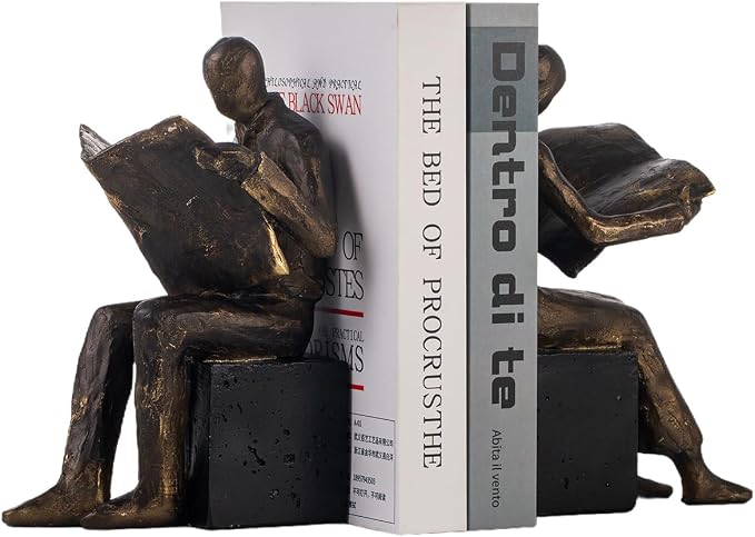Lukitas Decorative Newspaper Reader Bookends, Heavy Duty Book Holder Non-Slip - Image 4