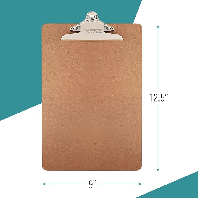 6 Clipboards Standard A4 Letter Size, 9x12.5 inch Wooden Clipboard - Image 2