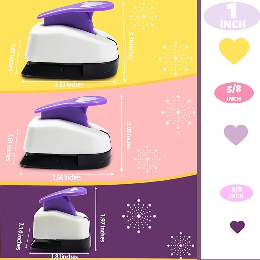 Heart Punch Set, 3/8 Inch, 5/8 Inch, 1 Inch Heart Hole Punches Set - Image 4