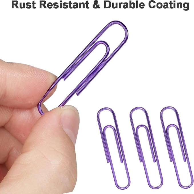 Vinaco Purple Jumbo Paper Clips, 100 Pack, 2 Inch, Durable & Rust Resistant - Image 3