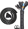 Black Computer Cable Management Sleeve Tube Under Desk Cord Organizer, 7/8 inch by FANOSHONOFFICIAL