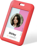 Uniclife 6 Pack Sliding ID Badge Holder Vertical Red Hard Plastic Case by UnicLife
