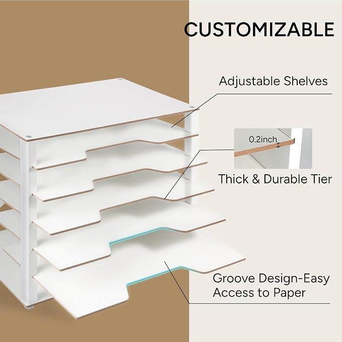 Yumkfoi Construction Paper Organizer 12" x 18", 6-Tiers Paper Organizer Storage - Image 4