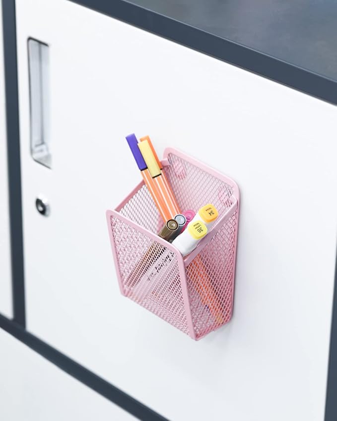 Magnetic Pencil Holder, Mesh Stainless Steel Pen Basket, Metal Writing Utensil - Image 7