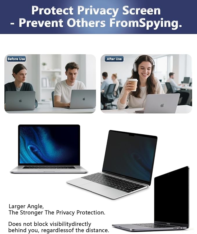 Magnetic Laptop Privacy Screen for 16 Inch 16:10, that Screen Size is 13.57 in - Image 3