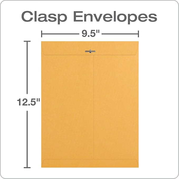 Quality Park, Gummed Kraft Clasp Envelopes, 100 / Box, 9.5 x 12.5 Inches - Image 2