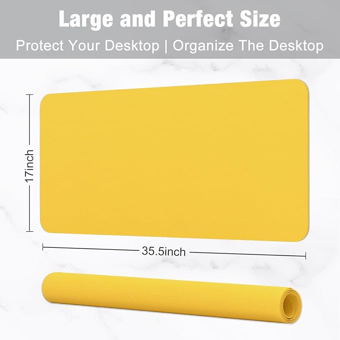 Hsurbtra Desk Pad, 35.5" x 17" PU Leather Desk Mat, XXL Extended Mouse Pad - Image 3