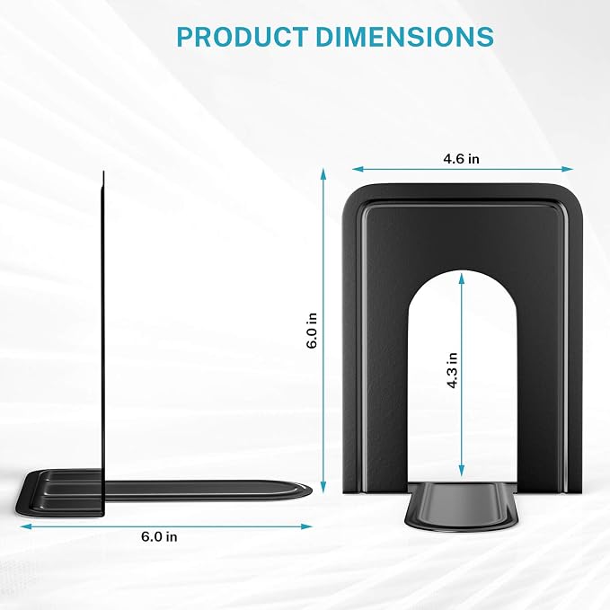 MaxGear Matte Painted Book Ends, Heavy Duty and Sturdy Bookends - Image 5