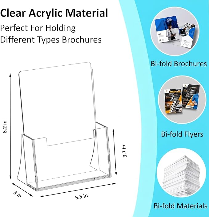 Acrylic Brochure Holder 8.5 x 5.5 Inch 4 Pack, Brochure Display Stands - Image 2