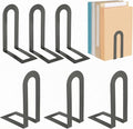 Chunful 6 Pcs Gray Book Ends for Shelves Modern Metal Small Bookends Book Shelf by Chunful