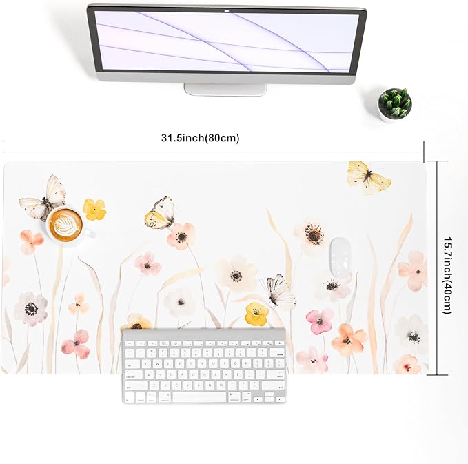 Colorful Star Large Mouse Pad, Watercolor Floral Desk Mat Office Supplies - Image 7