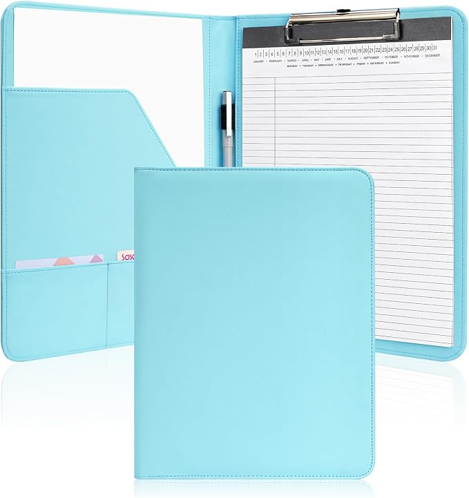 Professional Padfolio with Clipboard, Faux Leather Portfolio Folder Binder by OOWOLF