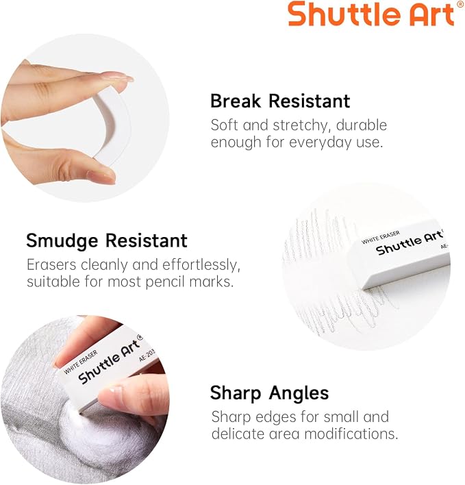 Shuttle Art White Erasers, 120 Pack Erasers Bulk, Smudge Resistant Eraser - Image 2