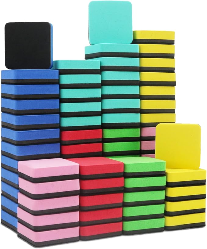 72 Pack Whiteboard Eraser, Washable and Reusable Magnetic Whiteboard Eraser by OWLKELA