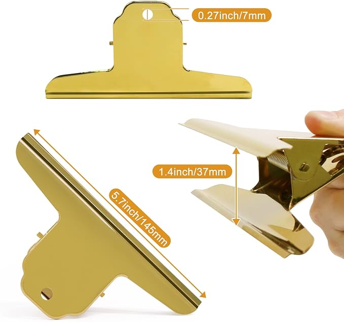 Coideal Gold Metal Bulldog Paper Clips, 3 Pack Stainless Steel Large Bull Clips - Image 6