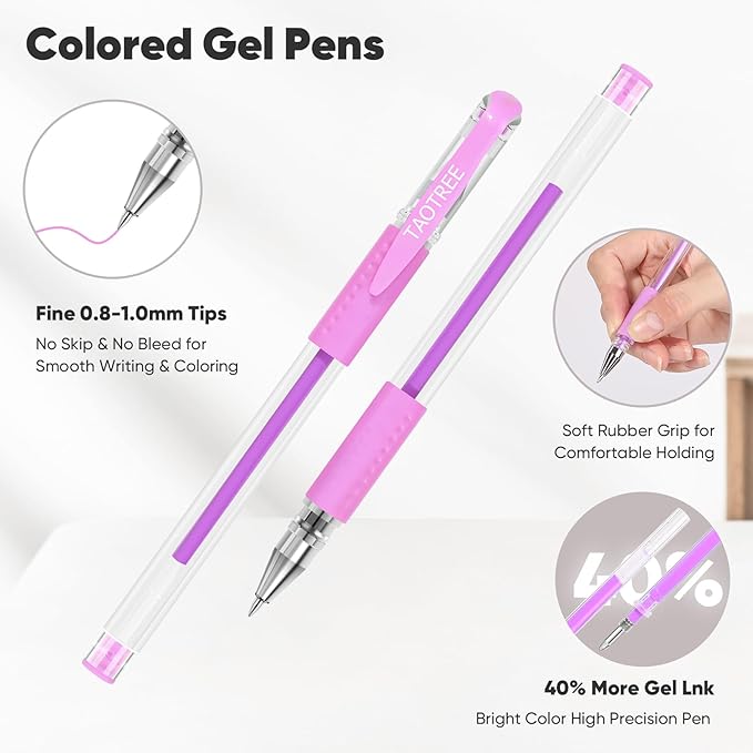 Taotree Glitter Gel Pens, 36 Colors Neon Glitter Pens, Colored Gel Markers | - Image 2