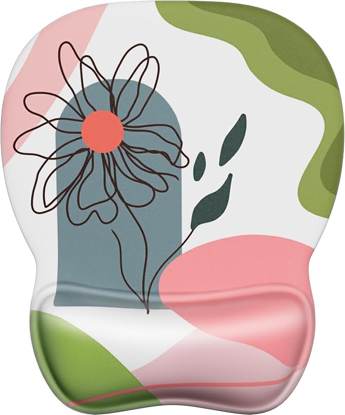 MROCO Ergonomic Mouse Pad with Gel Wrist Rest, 9.4 x 8.1 in, Pastel Petals | by MROCO