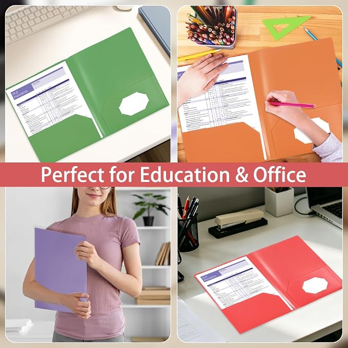 Folders with Pockets 7 Pack, 2 Pocket Folders Bulk, Colored File Folders - Image 4
