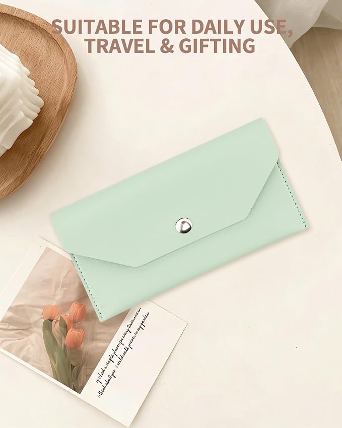 1 Pieces Money Saving Binder, Light Green PU Leather Cash Envelopes Cash Wallet - Image 6