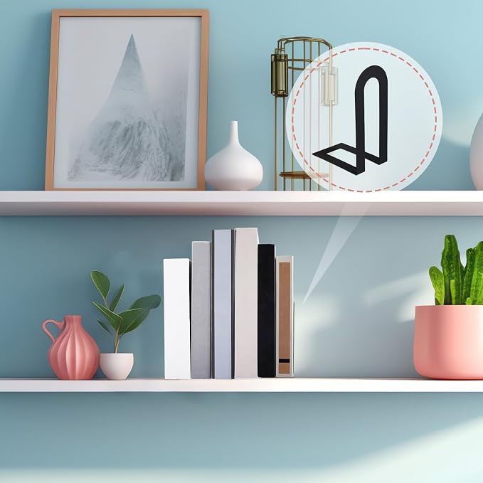 Chunful 10 Pcs Metal Book Ends for Shelves Modern Bookends Decorative Book - Image 6