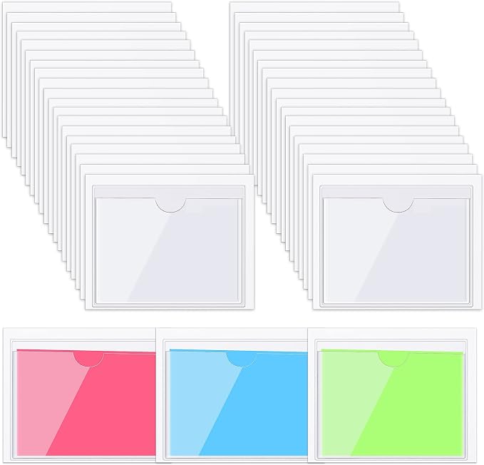 Outus 200 Pack 3.1 x 3.9 Inch Self Adhesive Label Pockets Bulk Plastic Labels by Outus