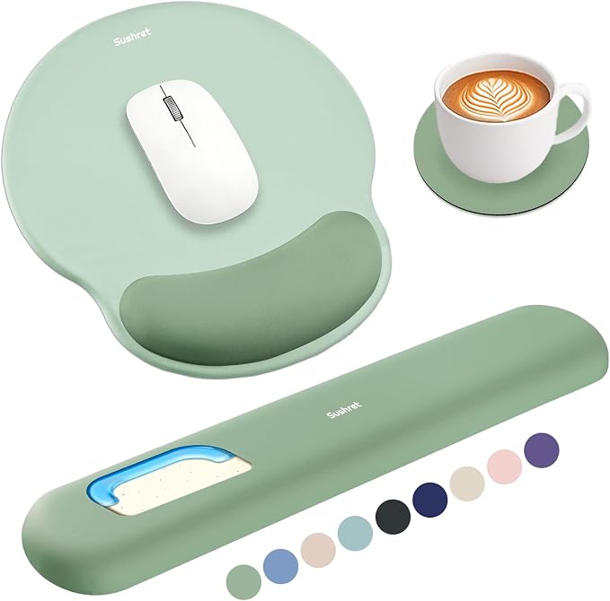 Sushret Mouse Pad and Keyboard Wrist Rest, 3-in-1 Gel Memory Foam Ergonomic by Sushret