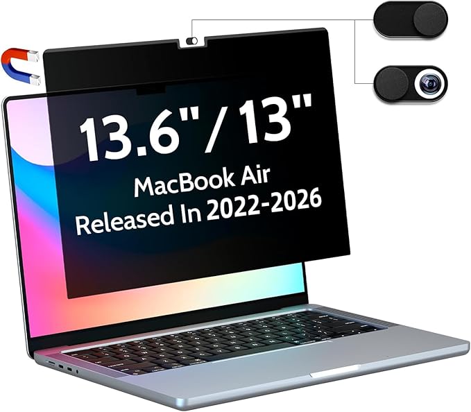 Peslv Magnetic Privacy Screen for Macbook Air 13.6/13 Inch, Removable Matte by peslv