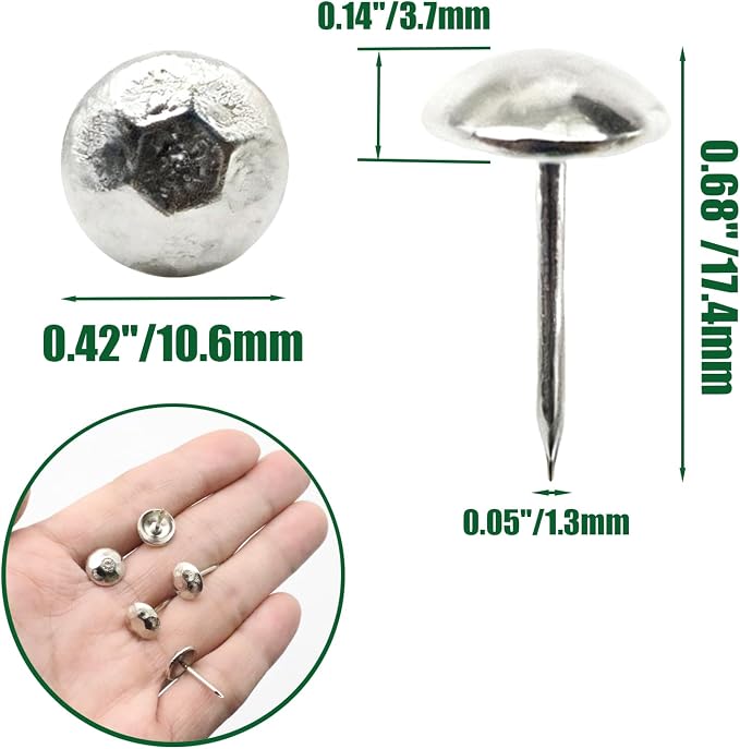 110pcs Upholstery Tacks for Furniture, Metal Upholstery Nails Decorative Thumb - Image 2
